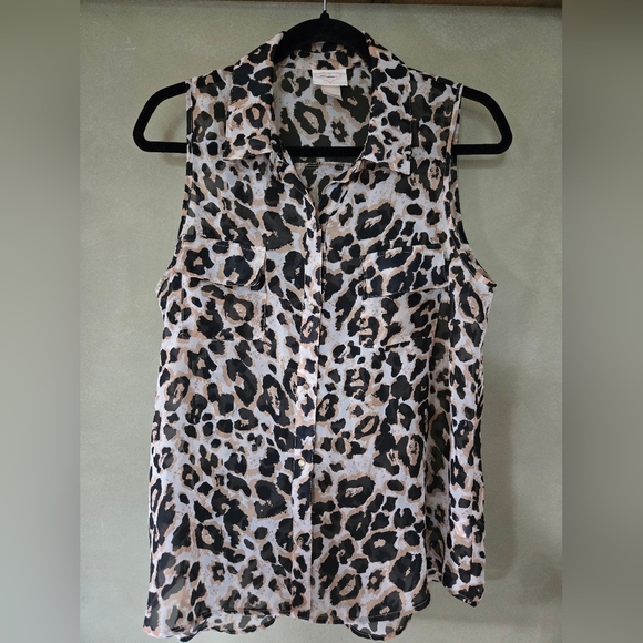Self Esteem Tops - Self-Esteem | Leopard Print Sleeveless Blouse, Size XL (Made Small)